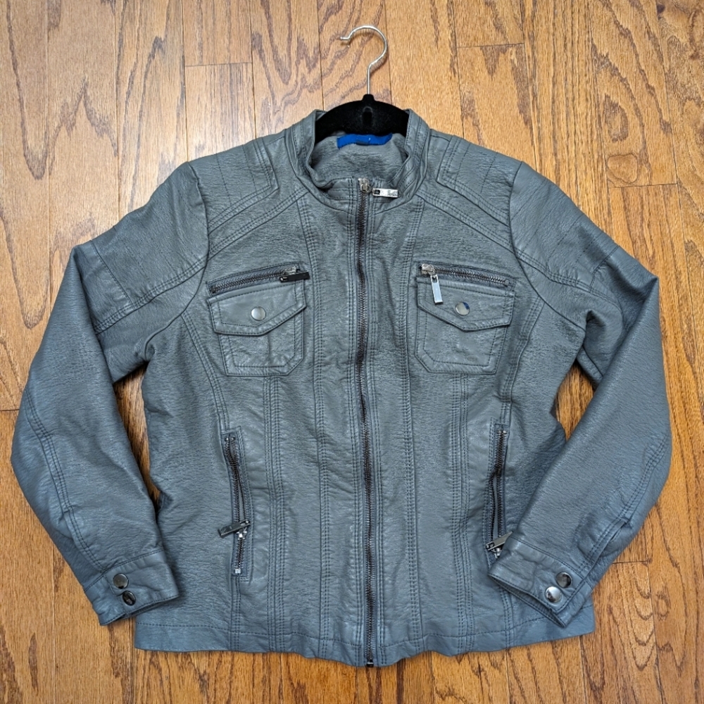 Apt. 9 Faux Grey Leather Jacket, Barely used and in great condition, Size Small